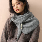 Big Size Wool Korean Style Knitted Triangular Scarf Women Winter Warm Headscarf Shawl Sold Color Neckerchief Kerchief Hijab