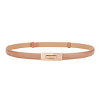 Genuine Leather Women Belt Fashion Golden Lock Buckle Skinny Ladies Waist Belts Dress Jeans Sweater Everyday Casual Outfits