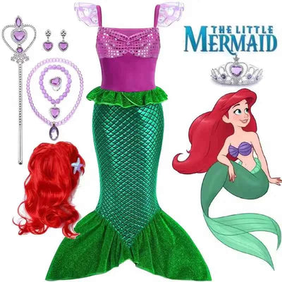 Kids Little Mermaid Ariel Princess Costume Dress – Cosplay Party Outfit