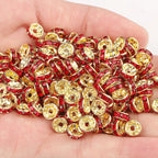 50pcs Rhinestone Spacer Beads Multi-color Crystal Metal Spacers Rondelle Beads for Jewelry Making DIY Bracelets Accessories