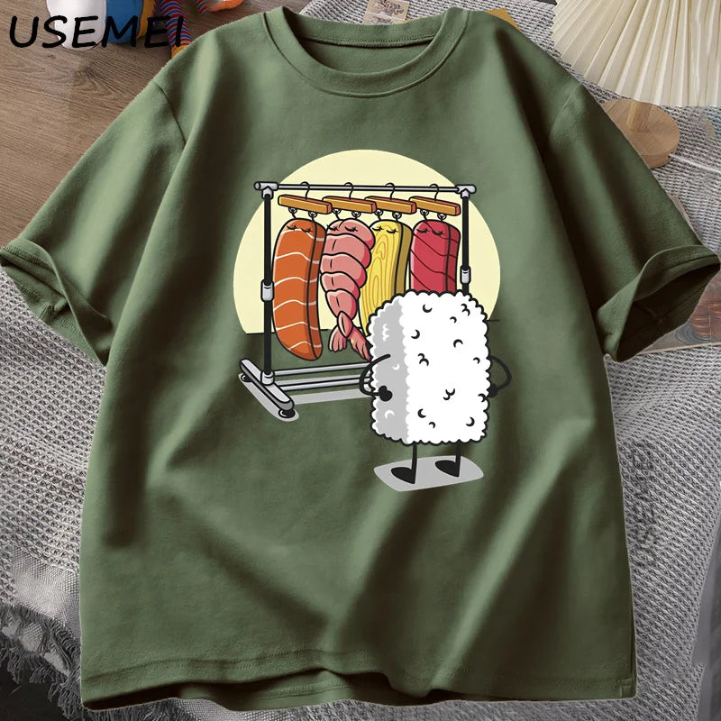 Sushi Wardrobe T Shirt Women Men Funny High Quality T-shirt Cotton Graphic T Shirts Loose Short-sleeve Pritned Tshirt Man Tops