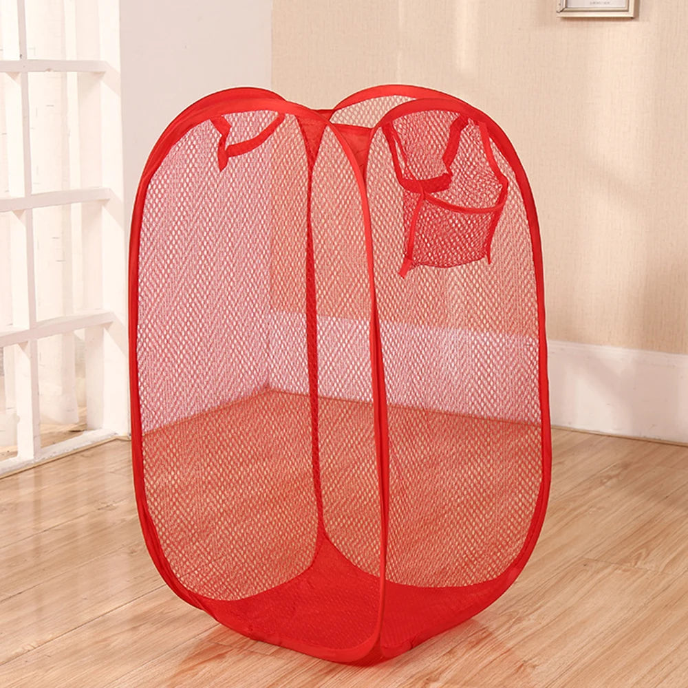 Mesh breathable laundry basket, foldable large size 40 * 40 * 70 miscellaneous laundry basket, simple and large capacity miscell