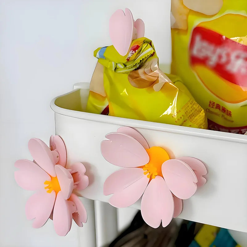Sakura Magnetic Fridge Magnet Seal Clip, Petal Sealing Clip, Magnetic Fridge Sticker, Snack Clip, Flower Decoration