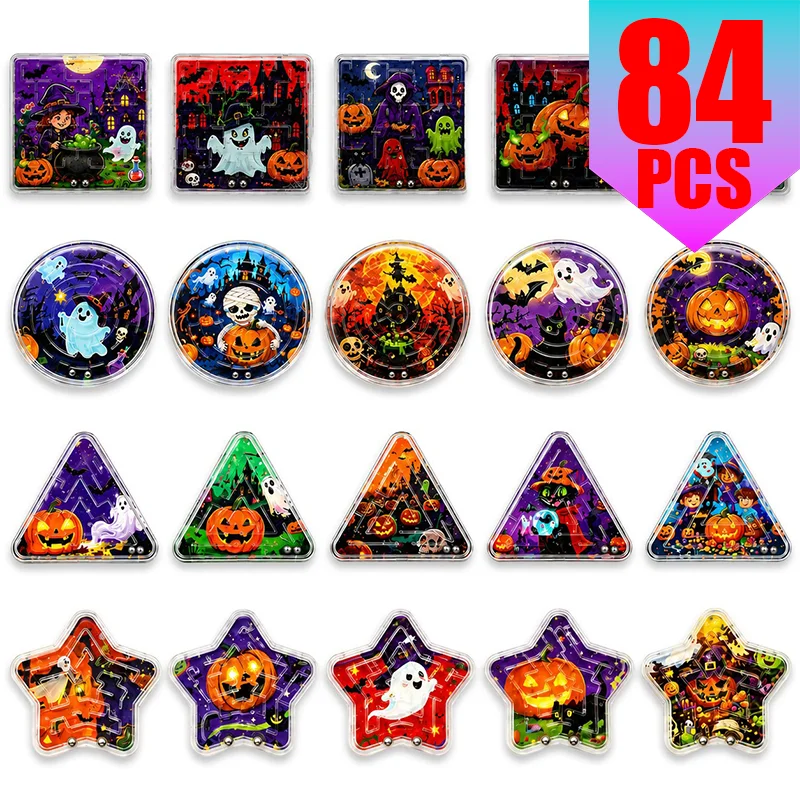 Halloween Mini Maze Game - Bulk Handheld Educational Puzzle for Kids Party Favors Travel Game Graduation Classroom Activity