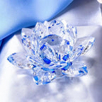 Feng shui Quartz Crystal Lotus Flower Crafts Glass Paperweight Ornaments Figurines Home Wedding Party Decor Gifts Souvenir