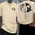 Koi Harajuku Pattern Japan Men Women T-shirt Summer Casual Cotton Y2K Street Retro Daily Simple Loose Fitness Run Short Sleeve