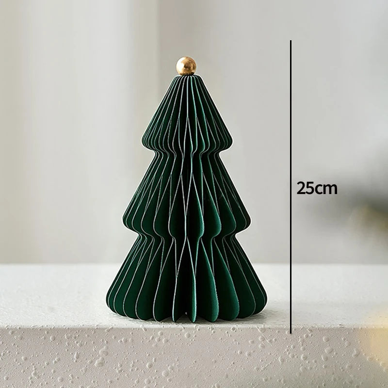 Paper Christmas Tree Ornaments 3D Honeycomb Christmas Tree Decorations Folded Paper 2026 Xmas New Year Desktop Arrangement Decor