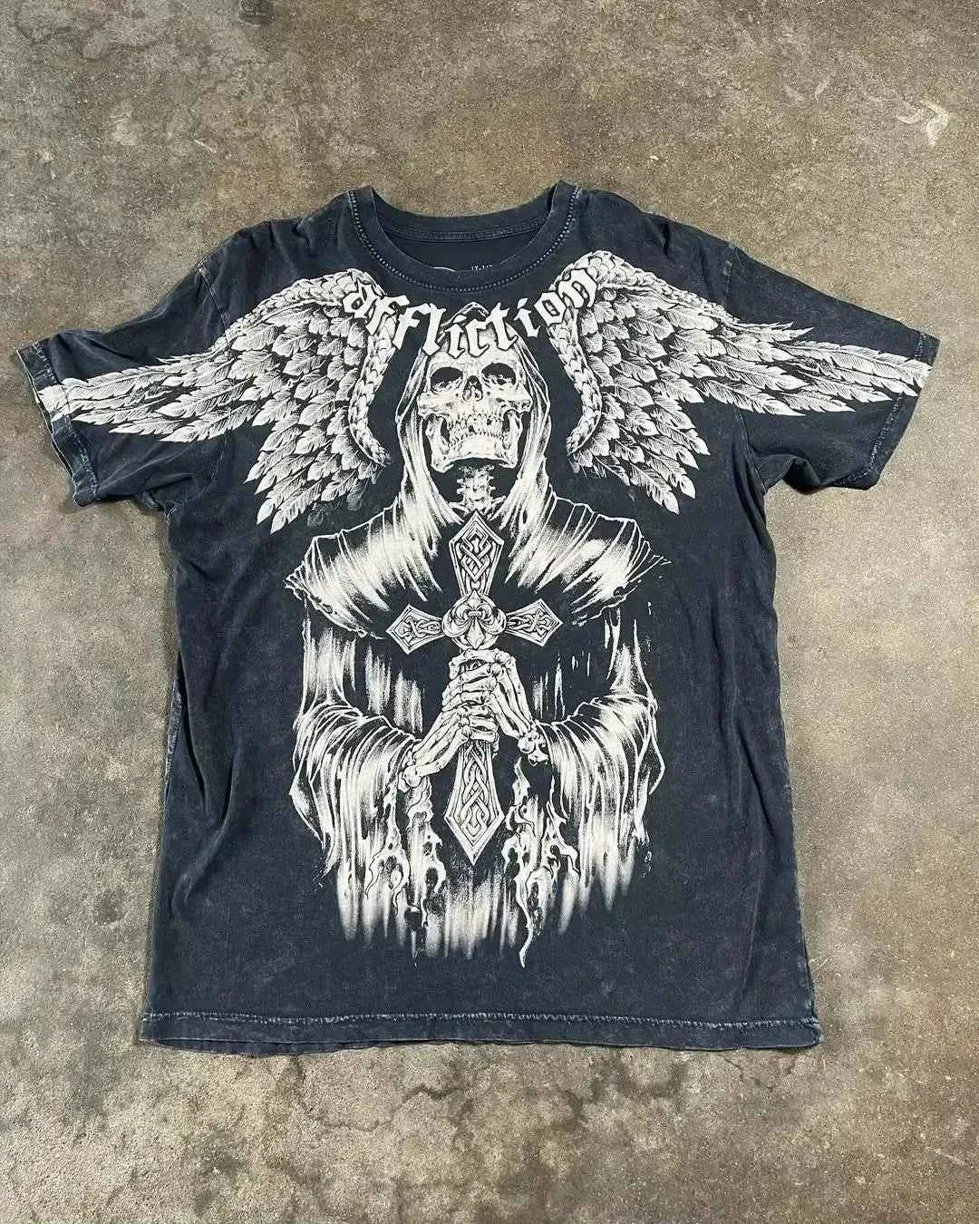 Tshirt American affliction Washed  New Arrival Mens Clothes Tee Shirt Homme Graphic T-Shirts Men Tshirt for Men Ropa Hombre