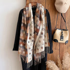 New Brand National Style Cashmere Scarf Winter Women Pashmina Shawls Warm Blanket Wraps Female Foulard Bandana Thick Scarves