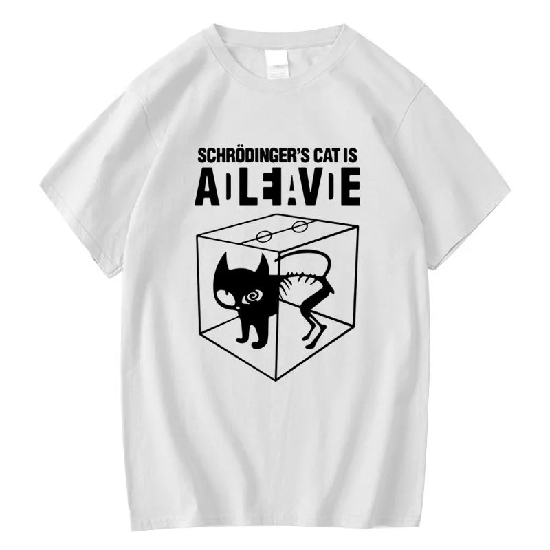 Men's T-shirt Top Quality Cotton Blend Schrodinger's Cat Print Short Sleeve Men T Shirt Casual The Big Bang Theory Mens Tshirt