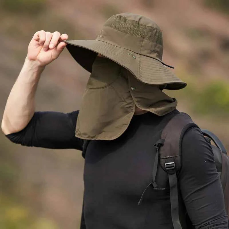 Fisherman's hat, male sun hat, summer outdoor quick drying sun hat, fishing breathable sun hat, female face mask hat
