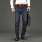 Wthinlee New Business Men's Jeans Casual Straight Stretch Fashion Classic Blue Black Work Denim Pant Trousers Male  Clothing
