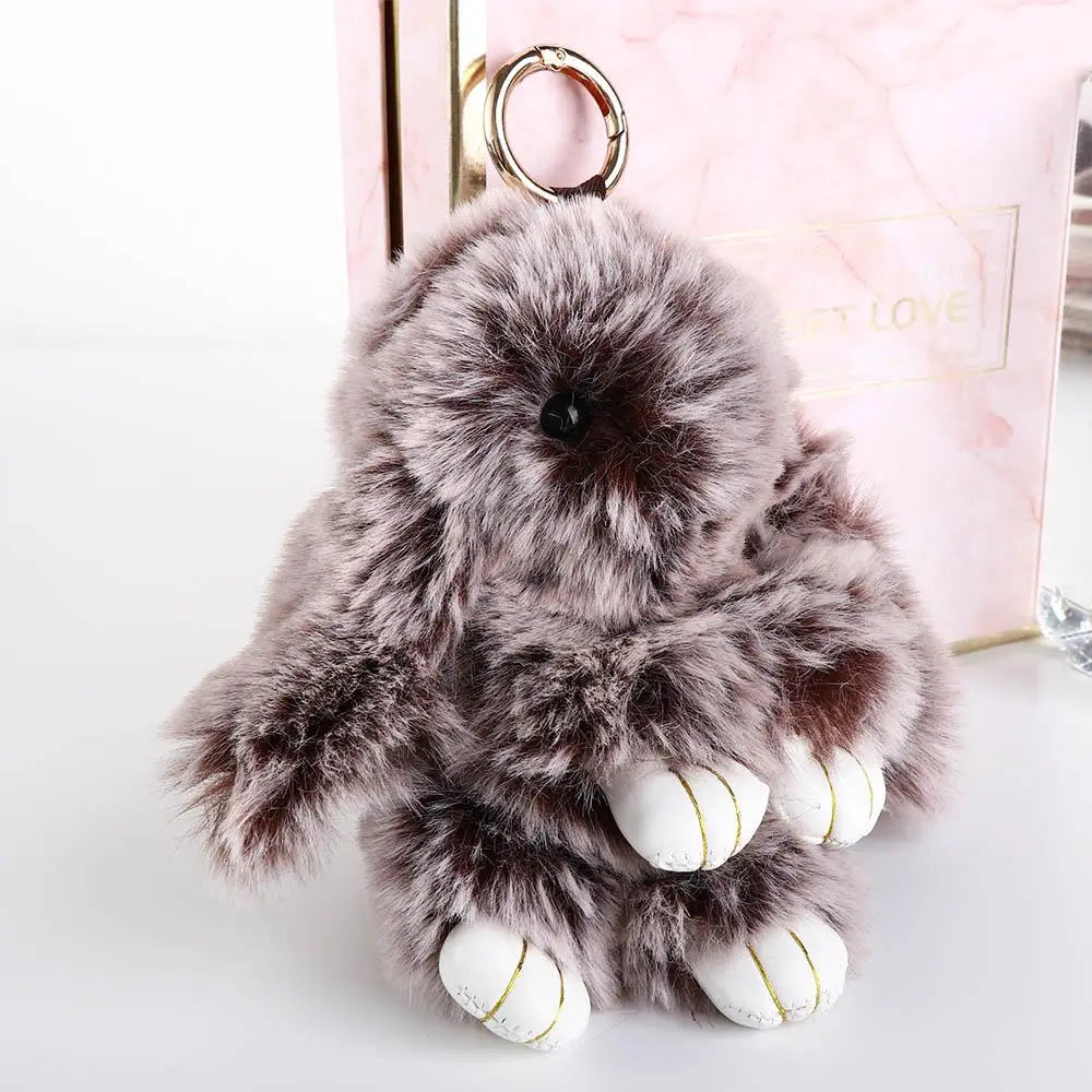 Fluffy Bunny Plush Keychain Cute Rabbit Bag Charm