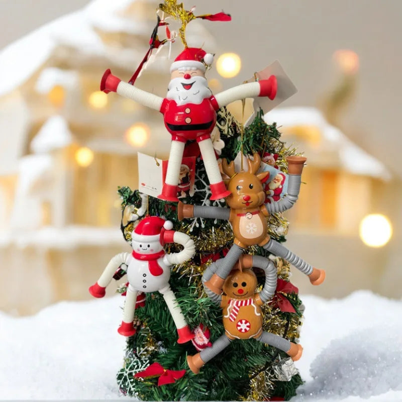 1/4pcs Santa Claus toys Retractable decompression toys Santa Claus/Snowman/Elk/Gingerbread  Perfect for Christmas Decoration