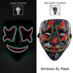 Wireless Neon LED Purge Mask – Glowing Halloween Cosplay Mask