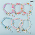 6pcs/set Flower Butterfly Charms Bracelet Elastic Bracelet Colorful Glass Beads Bracelet For Women Girls Fashion Jewelry Gifts