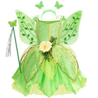 Girls Tinkerbell Fairy Costume – Green Princess Dress Outfit