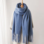 Women’s Warm Winter Pashmina-Feel Tassel Shawl Scarf