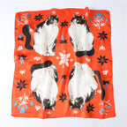 2025 Silk Shawl Print Headscarf Cat Hair Wrap Neckerchief Female Satin Square Scarf For Women Headband Foulard Hijab Bandana