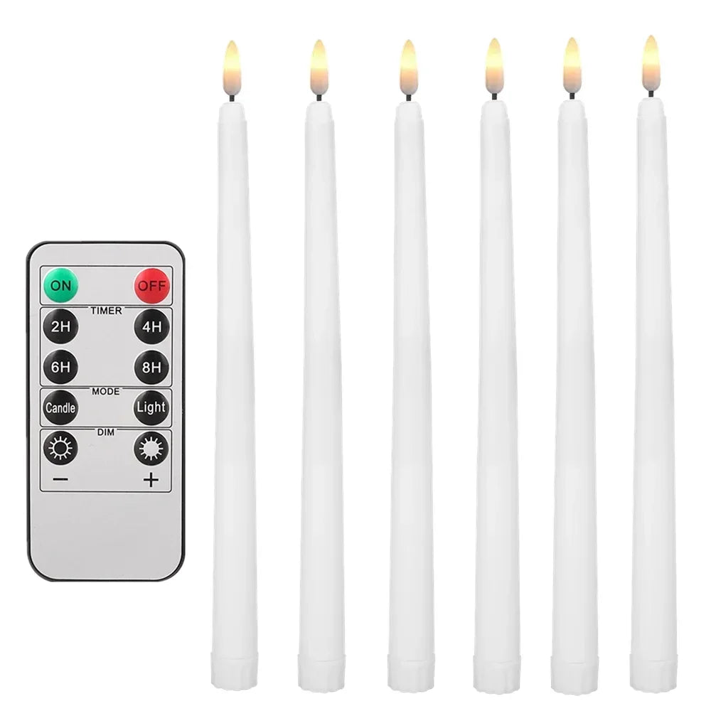 Pack of 12/24Pc LED Flameless Flickering Taper Candles with Remote Battery Operated Tea Lights Home Wedding Decor Candlesticks
