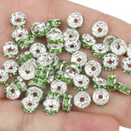 50pcs Rhinestone Spacer Beads Multi-color Crystal Metal Spacers Rondelle Beads for Jewelry Making DIY Bracelets Accessories