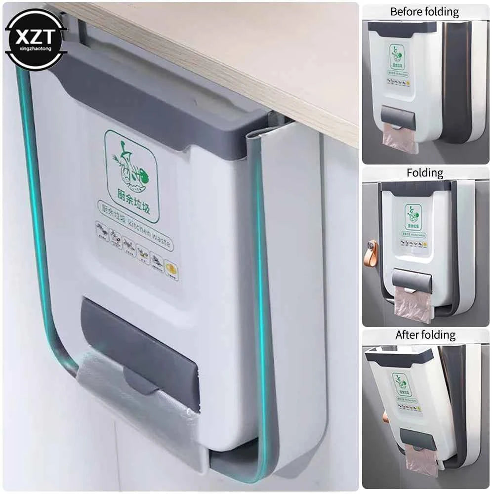 Kitchen Folding Trash Can Wall Mounted Trash Can Kitchen Cabinet Door Mounted Trash Can Folding Trash Can for Vehicles