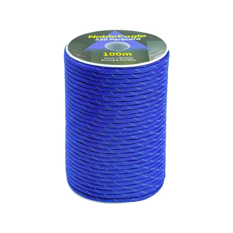 Reflective Paracord Military 7 Strand 4mm 550 Tactical Parachute Cord Camping Tent Lanyard DIY Bracelet Weaving Rope