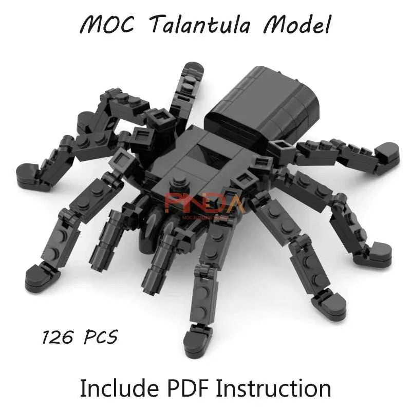 126 Pcs Talantula Black Spider Model Set Building Blocks Creative Animals MOC Construction Bricks Tricky Toy Halloween Kid Gifts
