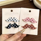 1/4pcs Mustache Hair Clip Polka Dot Y2K Retro Clips Fun Quirky Bangs Side Hairpins Harajuku Style Headwear Accessory Decoration