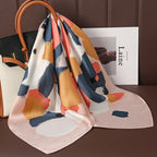 2025 Silk Shawl Print Headscarf Cat Hair Wrap Neckerchief Female Satin Square Scarf For Women Headband Foulard Hijab Bandana