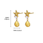 Vintage Summer Starfish Stainless Steel Stud Earrings For Women Simple Star Shell Earrings Stud Ocean Party Jewelry Gift 2025