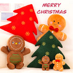 Adorable Ginger Bread Plush Toy Stuffed Caramel Chocolate Gingerbread Man Cushion Christmas Tree House Bow Ring Decor Xmas Deer