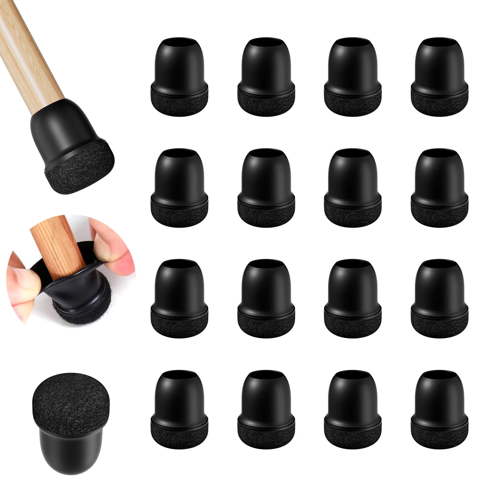 16PCS Chair Leg Protectors Silicone with Thick Wrap Felt Furniture Leg Pads for Protecting Floors from Scratches and Noise