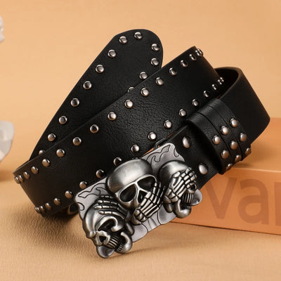 New Women Belt High Quality Luxury Brand Punk Goth Rivet Black Jeans Unisex Men Belt Paw Skull Buckle belt Unisex Waist Belt