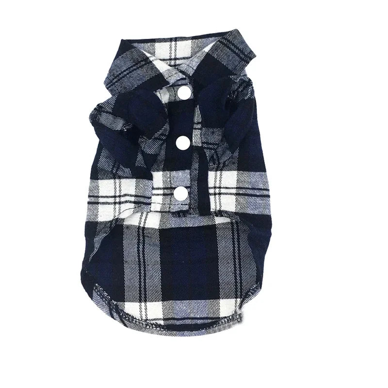 British Style Plaid Dog Shirt – Cotton Pet Clothes for Small Dogs & Cats