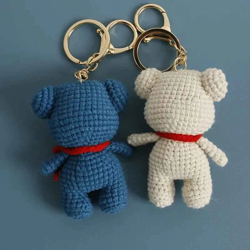 Cute Couple Bear Crochet Keychain Animal Bag Charm