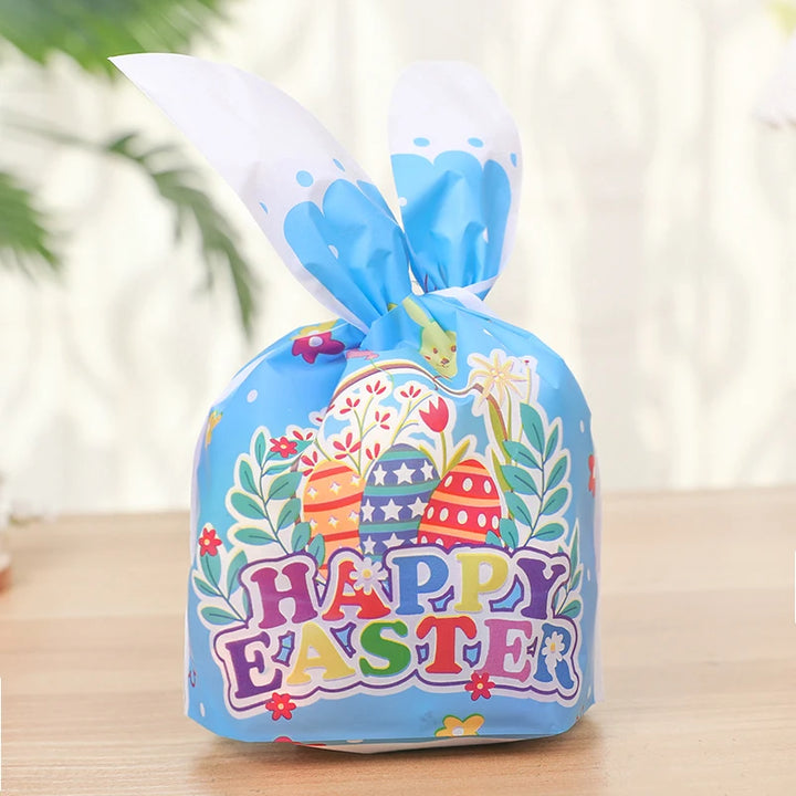 Close-up of bunny face printed on candy bag
