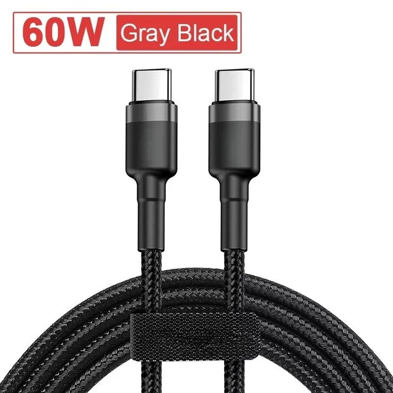 USB Type C To USB C Cable For iPhone 18 17 100W/5A PD Fast Charging Charger Cord For Macbook Xiaomi Samsung Type-C Cable