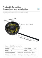 SEAMETAL Car Electric Fan Strong Wind 3-Speed Cooling Fan for Rear Seat Passenger Portable 360 Degree Rotatable Car Air Fan
