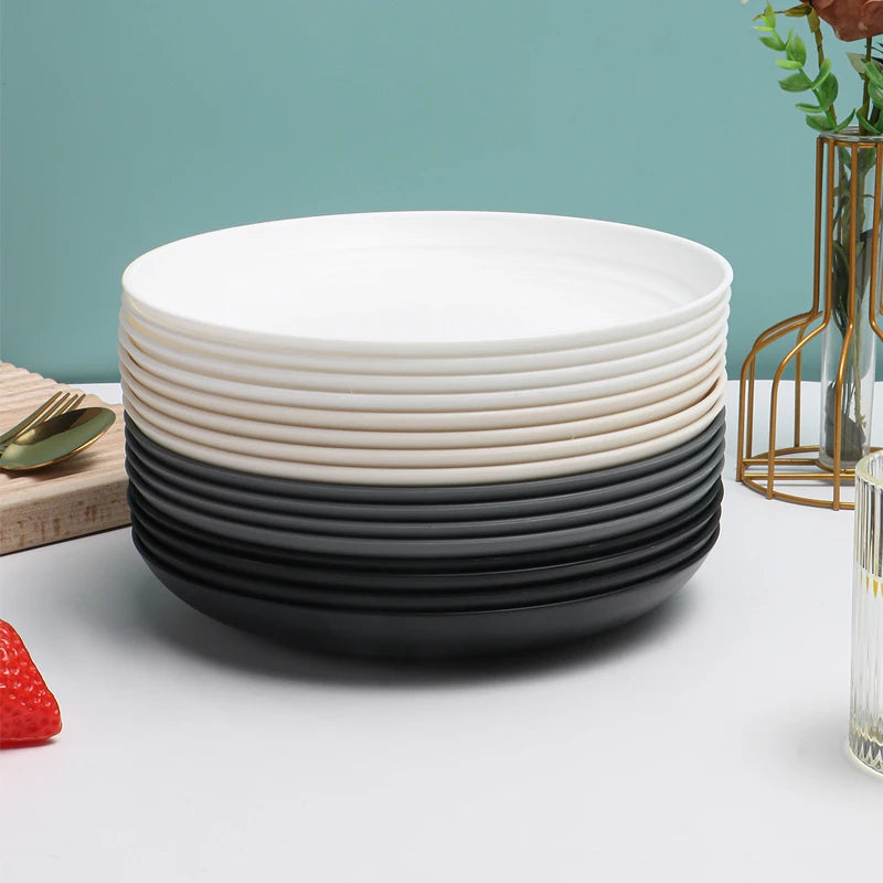 4/16pcs Plastic plates (9 inches in diameter) are reusable and suitable for home kitchens for snacks, snacks, desserts