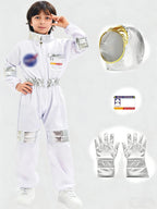 Halloween Astronaut Cosplay Costume Kids Boy Girl Jumpsuit Cartoon Space Party Spaceman Outfit White Spacesuit Bodysuit Clothing