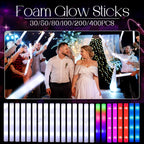 120-30PCS LED Foam Glow Sticks Glow Party Supply with 3 Modes Glow Stick for Wedding for Birthday Concert Halloween Christmas