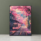 Vintage Asian Railway Landscape Canvas Wall Art Poster Decor