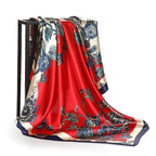 Fashion Kerchief Silk Satin Neck Scarf For Women Print Hijab Scarfs Female 90*90cm Square Shawls and Wraps Scarves For Lady