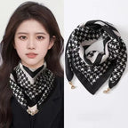 Luxury Magnetic Buckle Silk Scarf Women Print Square Scarf For Autumn Winter Warmth And Cold Resistance Fashionabl Scarves