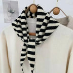 New Women Wool Scarf Shawl Winter Warm Soft Knitted Striped Triangle Fashion Brand Bandana Lady Wool Scarves
