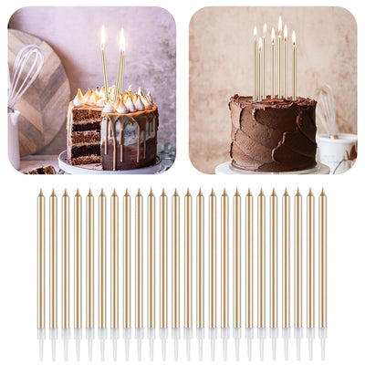 24Pcs/12PCS Champagne Gold Candles Cake Topper Birthday Wedding Party DIY Decoration Supply Cake сахарная картинка торт  boda