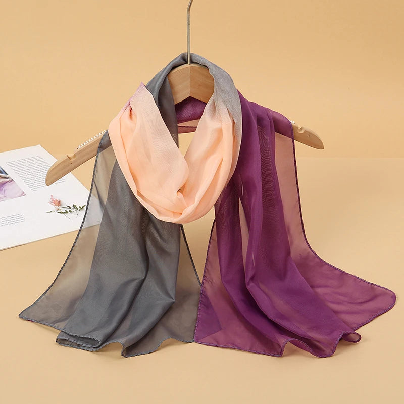 2024 New Print Chiffon Scarf Shawl Women Sunscreen Silk Scarf Turban Long Wrap Beach Travel Outdoor Accessories Trendy Headband