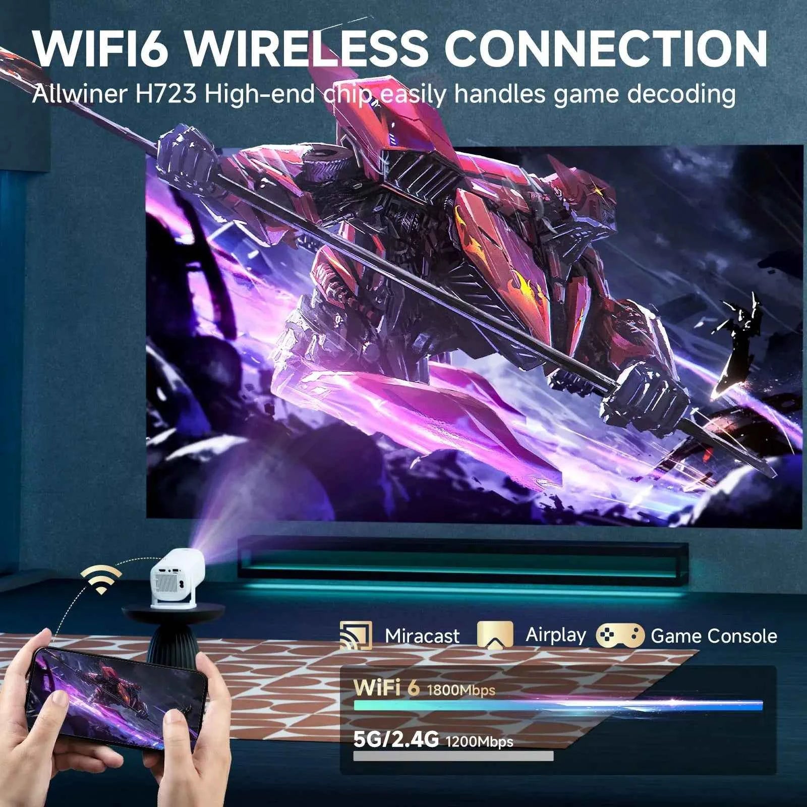 P30PRO Android 14 Smart Mini Projector WiFi6 BT 5.0 Supports 4K 1280 * 720P Supports Screen Mirroring Home Theater Projector