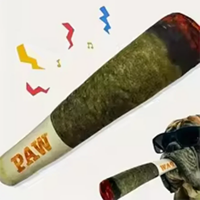 Funny Interactive Dog Toys Cigar Design Plush Squeaky Pet Toys Grinding Teeth Creative Chew Cool Stuffed Gifts for Dog Birthday